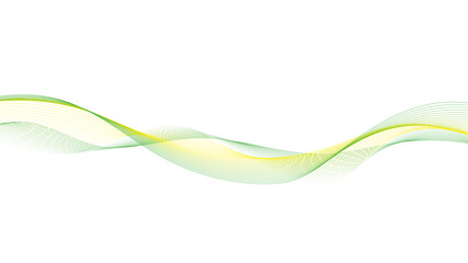 Abstract blue and green gradient wavy flowing line blend background. Transparent horizontal green wave on white.	