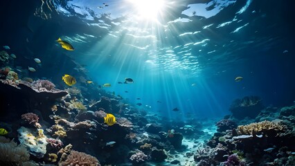 Fototapeta premium Underwater coral reef on the red sea, AI Generated