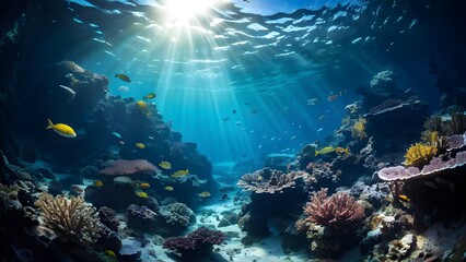 Fototapeta premium Underwater coral reef on the red sea, AI Generated