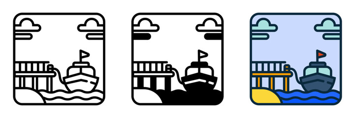The Wharf icon represents docking and maritime activities, ideal for marine websites, harbor blogs, and port-themed projects.