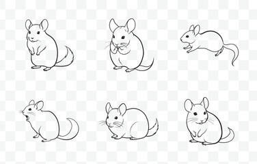 Print Chinchillas Line Art Vector Set for Creative Projects and Graphic Design