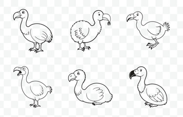 Print Dodo Line Art Vector Set Featuring Unique and Detailed Illustrations for Creative Projects © Metavector 
