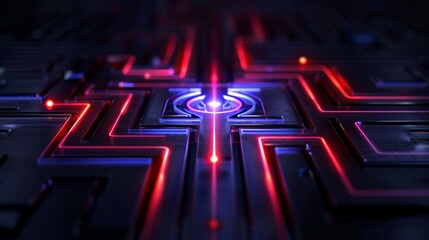 Abstract design of a digital maze with pathways and decision points, symbolizing complexity, navigation, and problem-solving in technology. Illustration, Image, , Minimalism,