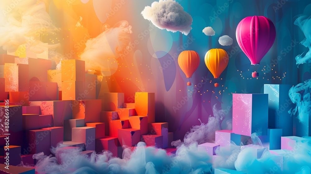 Poster vibrant marketing workflow from conceptual idea to profitable execution