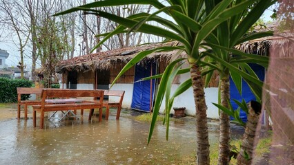 Resort in rainy day