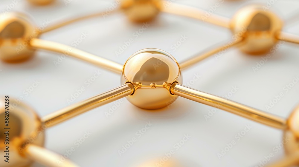 Poster gold wires connect separate entities, symbolizing networking and social media on a rustic wood backg