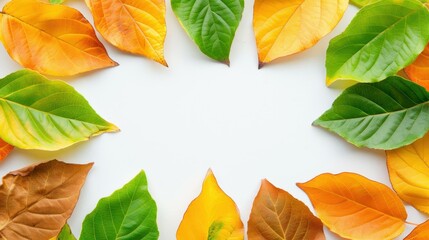 Obraz premium Vibrant display of autumn leaves with empty area