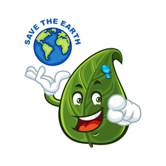 Leaf mascot save the earth.