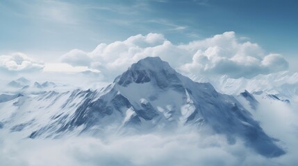 Snow-capped mountain peak under blue sky