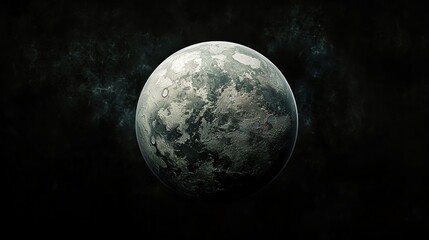 Futuristic planet on the black background , photorealistic, natural composition. copy space for text.