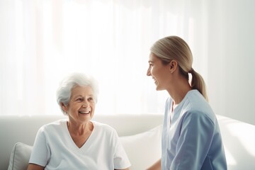 Obraz premium Smiling adult woman care.