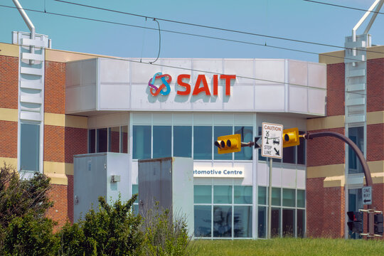 Calgary, Alberta, Canada. Jul 10, 2024. Front view to the SAIT Clayton Carroll Automotive Centre building.