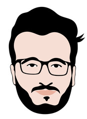 Portrait of young hipster with glasses and beard