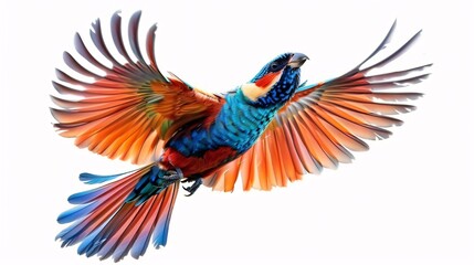 Fototapeta premium Colorful Bird in Flight with Spread Wings.