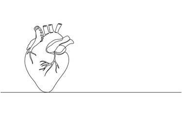 Good for celebrating National Donor Day, this single line artwork features an image, human heart internal organ and pulse cardiology in continuous line drawing, vector illustration heart line concept.
