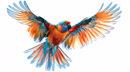 Obraz premium Colorful Macaw Parrot in Flight with Spread Wings.