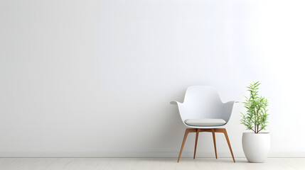 Simple white chair against a minimalist wall