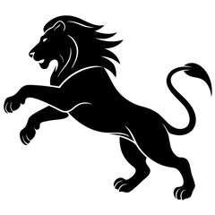 Black silhouette of a lion in a jump -vector illustration isolated on white