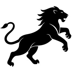Black silhouette of a lion in a jump -vector illustration isolated on white