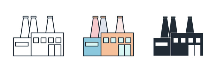 Factory Icon symbol vector illustration isolated on white background