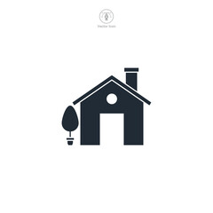 House building Icon symbol vector illustration isolated on white background