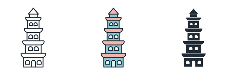 pagoda Icon symbol vector illustration isolated on white background