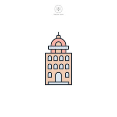 Obraz premium Residential building Icon symbol vector illustration isolated on white background