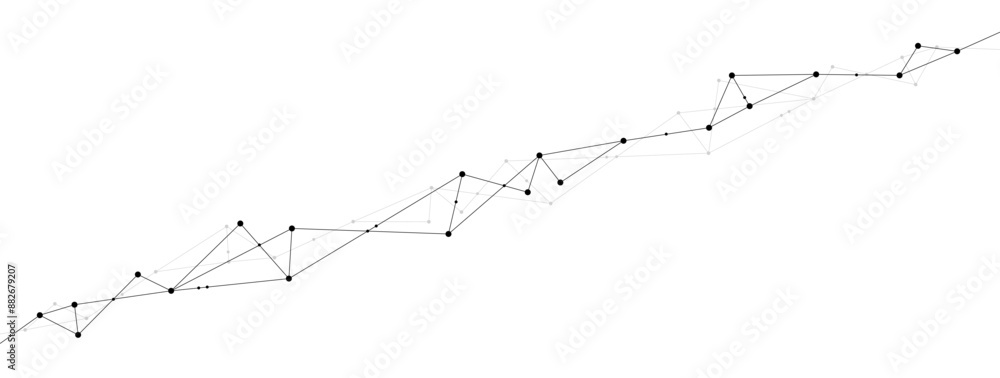 Fototapete Minimalist Network polygonal connect lines and dots background template. Technology data transfer server global system graphic vector.	
