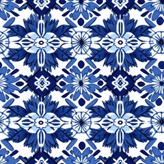 Fototapeta premium Tile pattern of Jasmine backgrounds white blue.