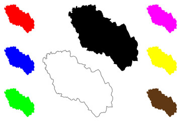 Berat County (Republic of Albania) map vector illustration, scribble sketch Berat map