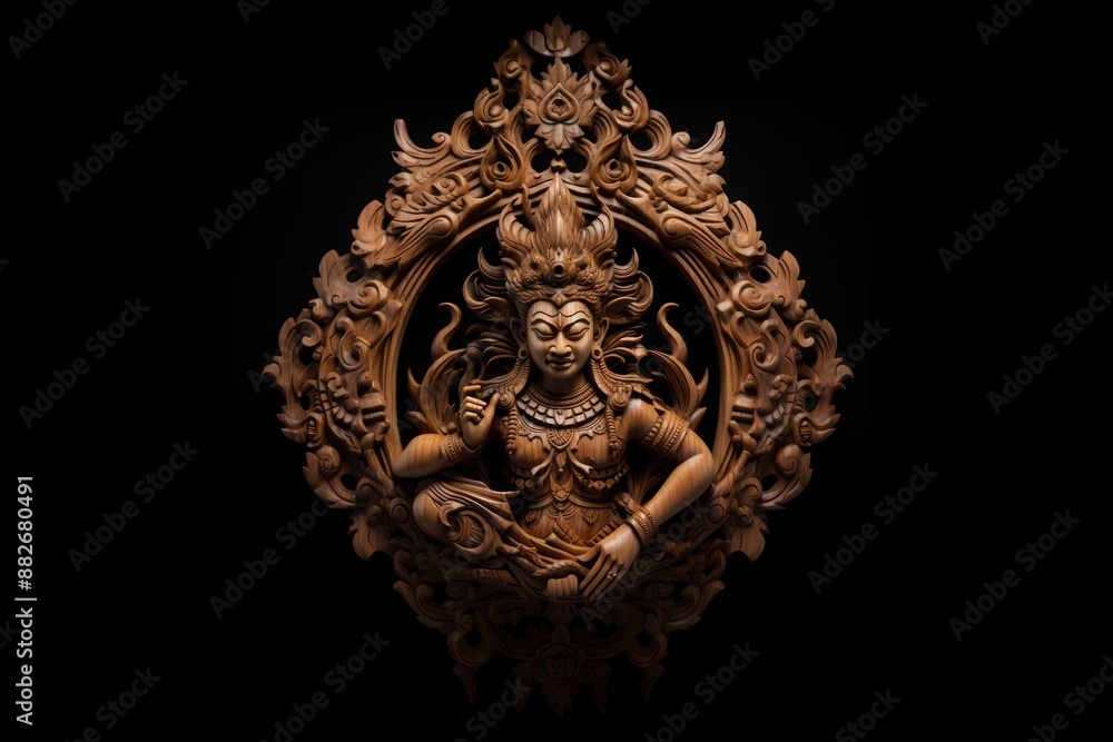 Sticker a thai mythology creature art sculpture wood.