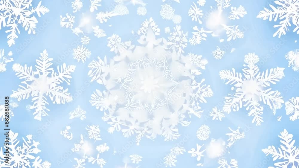 Poster white snowflake pattern on blue background generative ai
