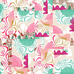 seamless pattern with shoes and  leaf abstract watercolor wallpaper design 