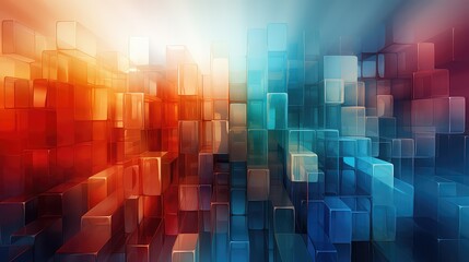 abstract background with blue red and orange cubes