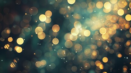 Pastel bokeh lights shimmering against a dark background, creating a serene and magical atmosphere with soft hues of blue and pink glowing orbs scattered throughout the scene.