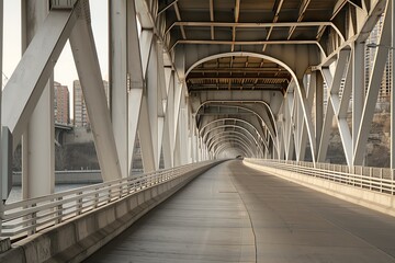 Fototapeta premium Concrete and steel fusion in a modern bridge, structural elegance, urban infrastructure