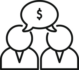 Two businessmen discussing about money, business discussion icon, money talk