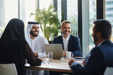 Meeting sitting talking laptop.