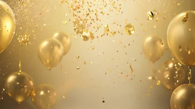 Golden Balloons and Confetti Celebration Generative AI
