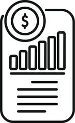 Obraz premium Line art icon of financial statement with growing bar chart representing increasing profits