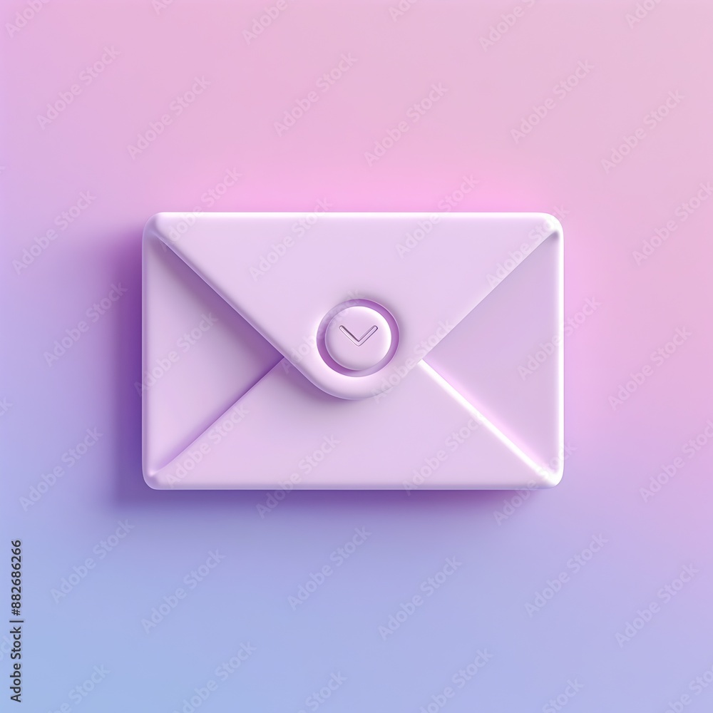 Poster minimalist email icon with clean lines on pastel gradient background