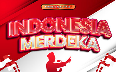 Indonesia independence hero 3d text effect template