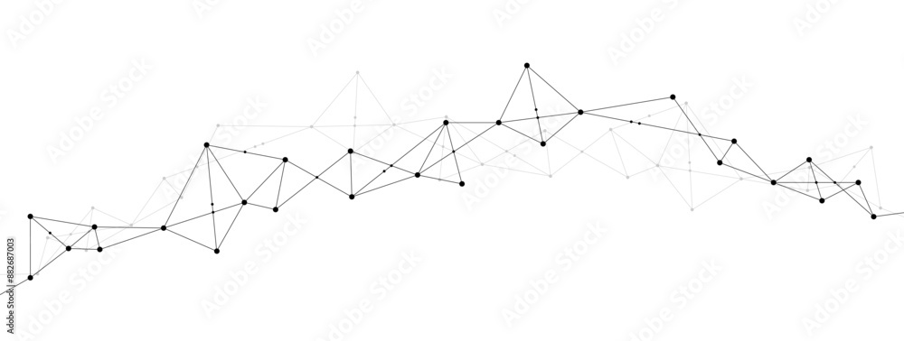 Poster Abstract network polygonal connect lines and dots background template. Technology data transfer server global system graphic vector.