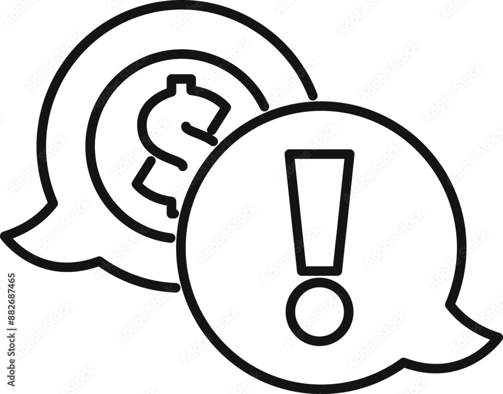 Poster speech bubble with a dollar sign is showing a warning message
