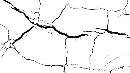 Sketch crack texture. Ground cracks, breaks on land surface from earthquake. old wall background crack vector.