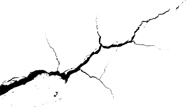 Sketch crack texture. Ground cracks, breaks on land surface from earthquake. old wall background crack vector.