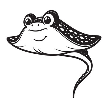 recommend clip art: Line art of stingray cartoon vector