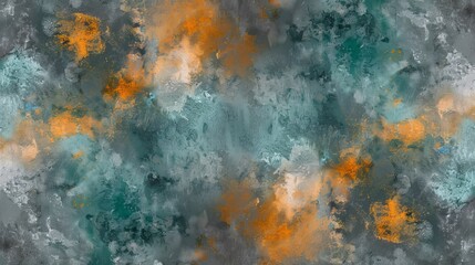 Teal, orange, yellow, and black abstract grainy color gradient background texture