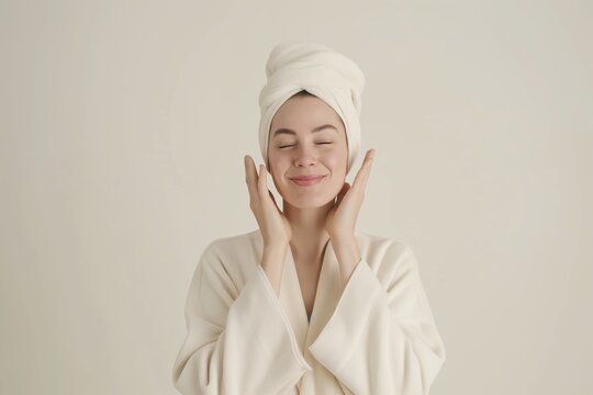 Portrait of a woman in spa. Massage healing procedure. Health care, skin lifting and medical concept