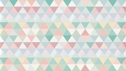Soft pastel hues fill intricately arranged overlapping geometric shapes, comprising triangles and squares, in a clean and balanced seamless design.